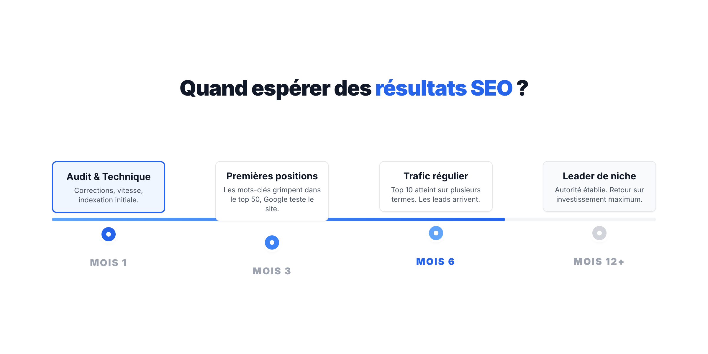 Typical SEO results timeline over 12 months